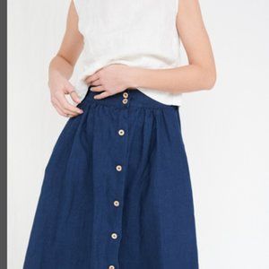 Linenfox navy linen skirt